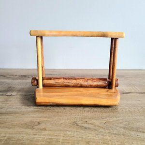 Vintage wooden slide bar napkin holder. Retro kitchen.